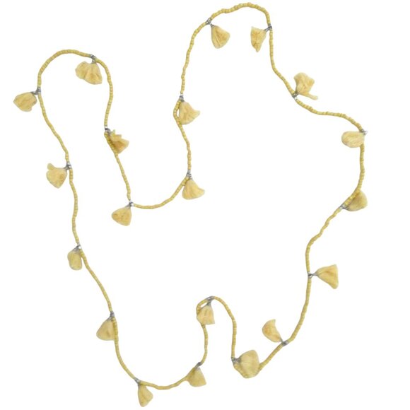 Yellow beads & tassels long Boho necklace - Picture 2 of 3